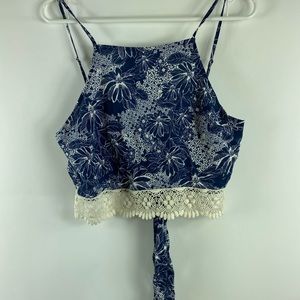 Abercrombie & Fitch Floral Blue And White Top